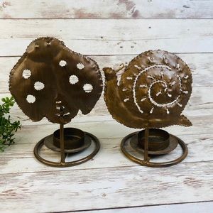 Harvest Metal brass finish Tealight candleholders home decor Rustic Primitive